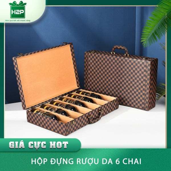 HỘP RƯỢU DA 6 CHAI HDRD-57